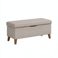 Aufbewahrungsbank 100 x 40 x 45 cm Beige Textil mit Holzfüßen - gepolsterte Sitzbank mit Stauraum