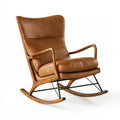 Schaukelstuhl 105 x 75 x 105 cm Braun Bezug in Lederoptik Holz Metall Modern