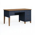Schreibtisch 140 x 60 x 75 cm Holzwerkstoff Blau Braun mit 5 Schubladen