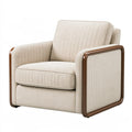 Sessel 90 x 85 x 84 cm Beige Stoff mit braunem Holzrahmen geripptes Design