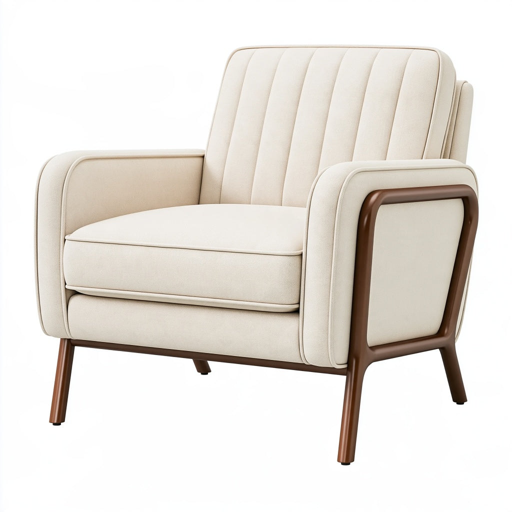 Sessel 82 x 78 x 88 cm Beige Braun mit Textilbezug und Holzgestell Modern