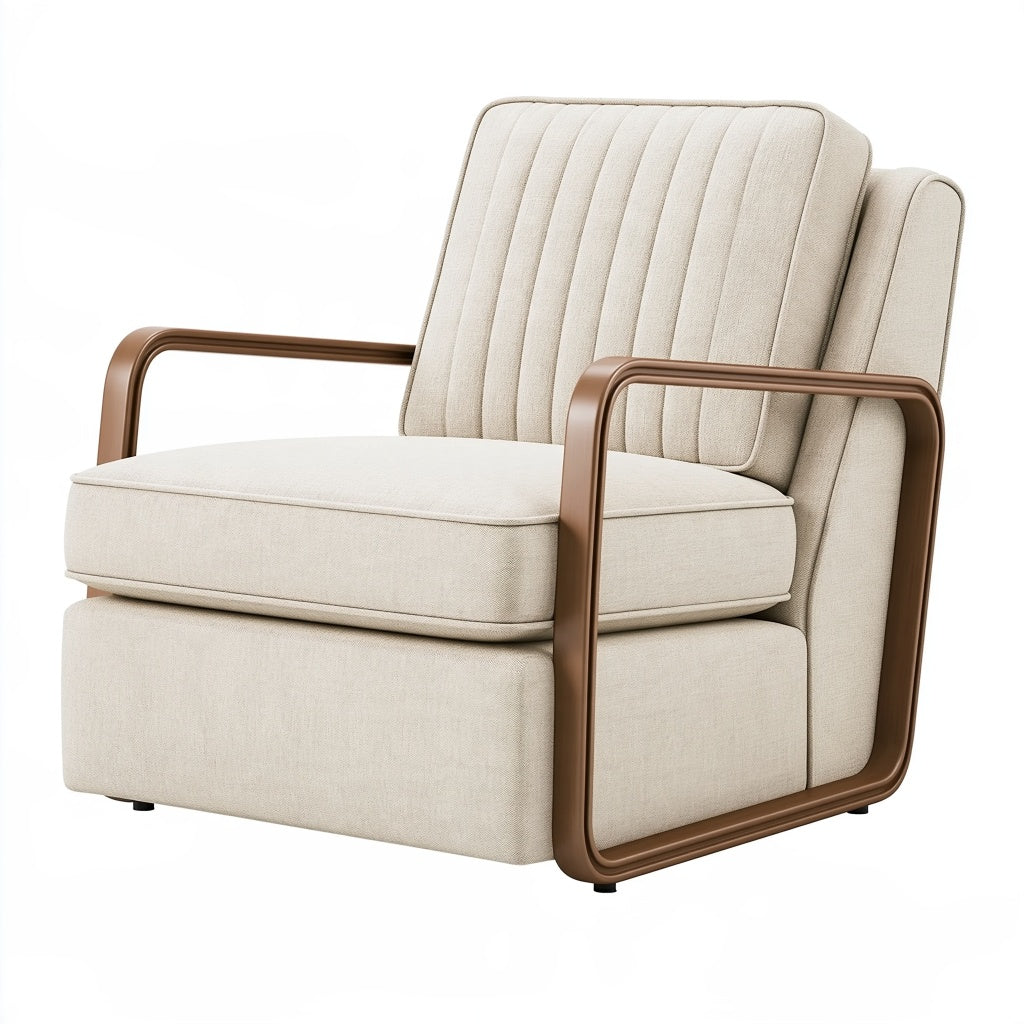 Armlehnstuhl 82 x 78 x 90 cm Stoff Beige Braun - gepolstert im modernen Stil