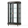 Vitrine 120 x 45 x 190 cm Schwarz Glas Holzwerkstoff mit 2 Türen im klassischen Stil