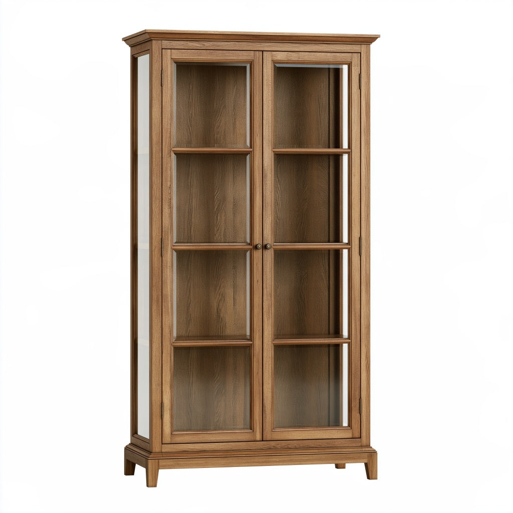 Vitrine 100 x 40 x 190 cm Holz und Glas Braun klassischer Stauraum