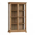 Vitrine 100 x 40 x 190 cm Holz Eichenbraun mit Glastüren Klassisch