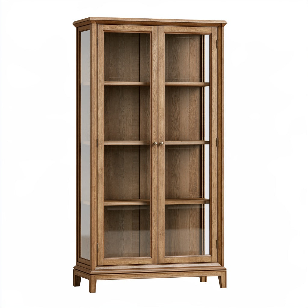Vitrine 90 x 40 x 190 cm aus Holz und Glas in Braun - Klassischer Stauraum