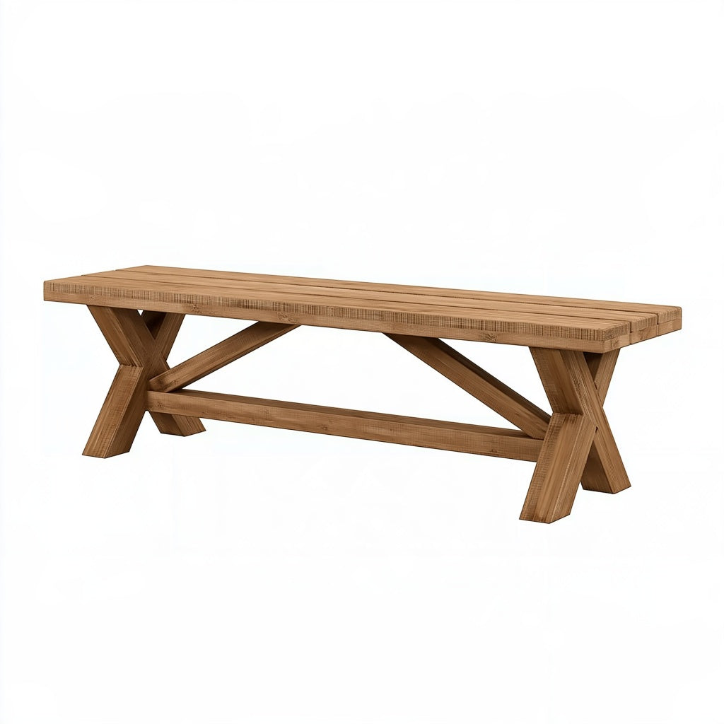 Gartenbank 180 x 40 x 45 cm Bambus Naturbraun mit X-Gestell