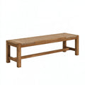 Sitzbank 120 x 35 x 45 cm Holz Naturbeige geflochtene Sitzfläche Landhausstil
